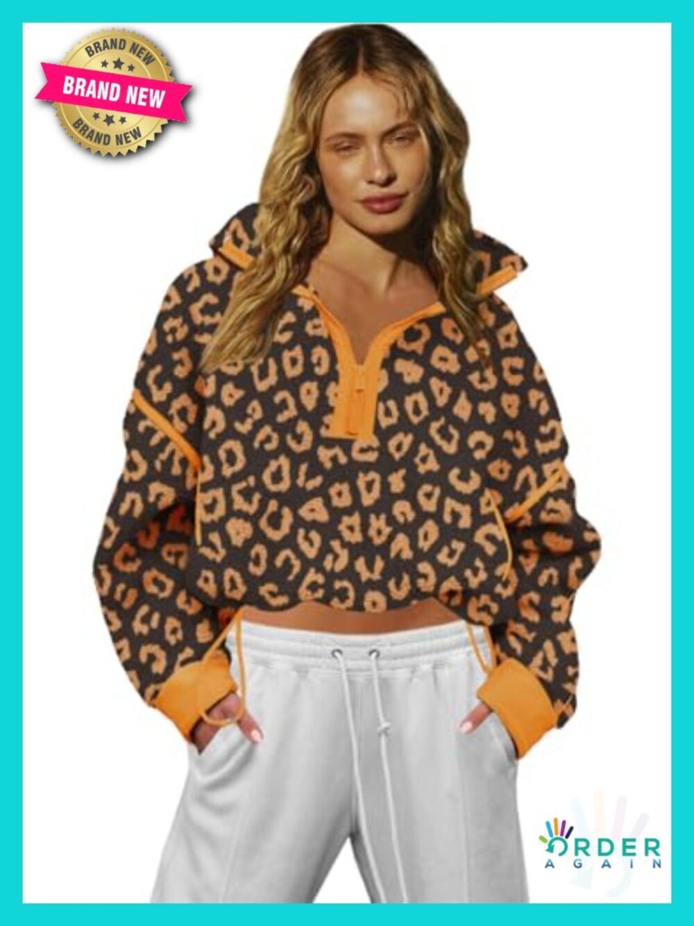 Cropped Oversized Sherpa Fleece Half Zip V Neck Hoodie with Pockets